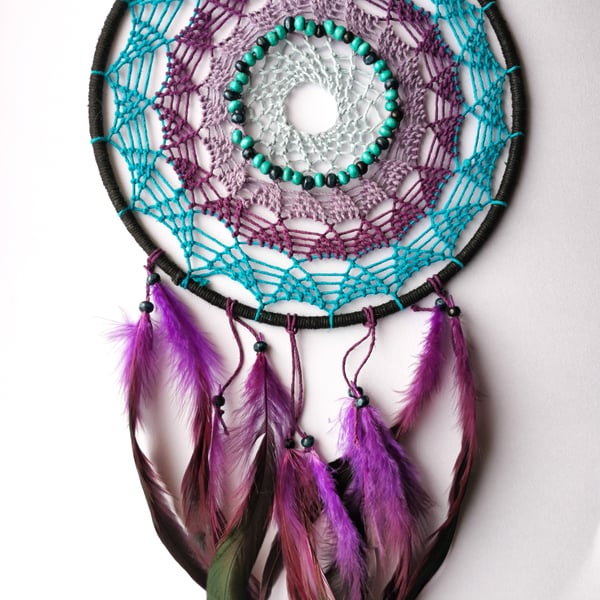 Macrame dreamcatcher wall hanging, blue dream catcher 