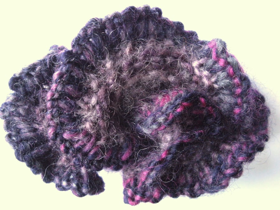 Handknit Swirl Hair Clip purples
