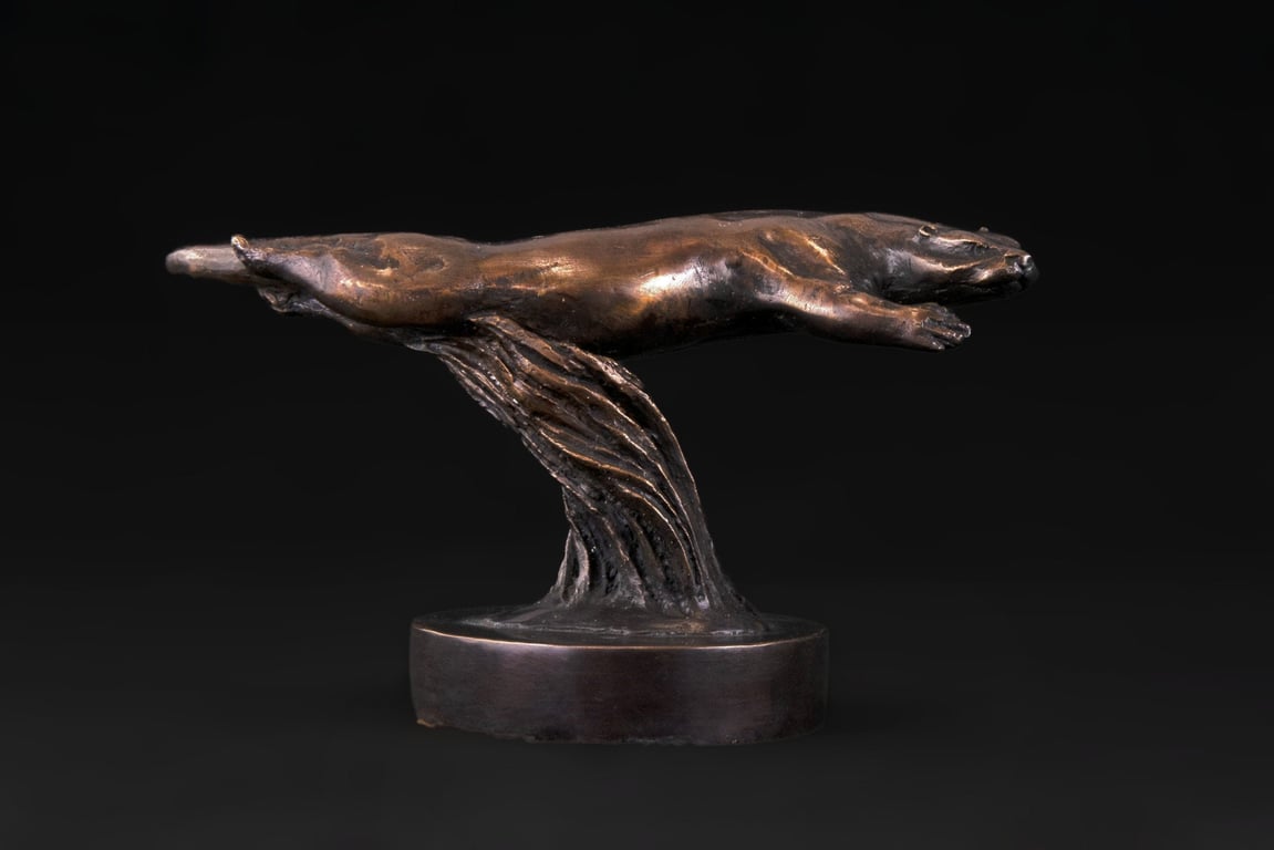 Foundry Bronze Swimming Otter Animal Statue Small Bronze Metal Sculpture