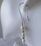 Unique Pearl and Emerald Earrings - finished with sterling silver fittings