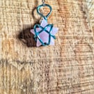 Pink Star Necklace – Handmade Resin Star with Blue Wire Wrap