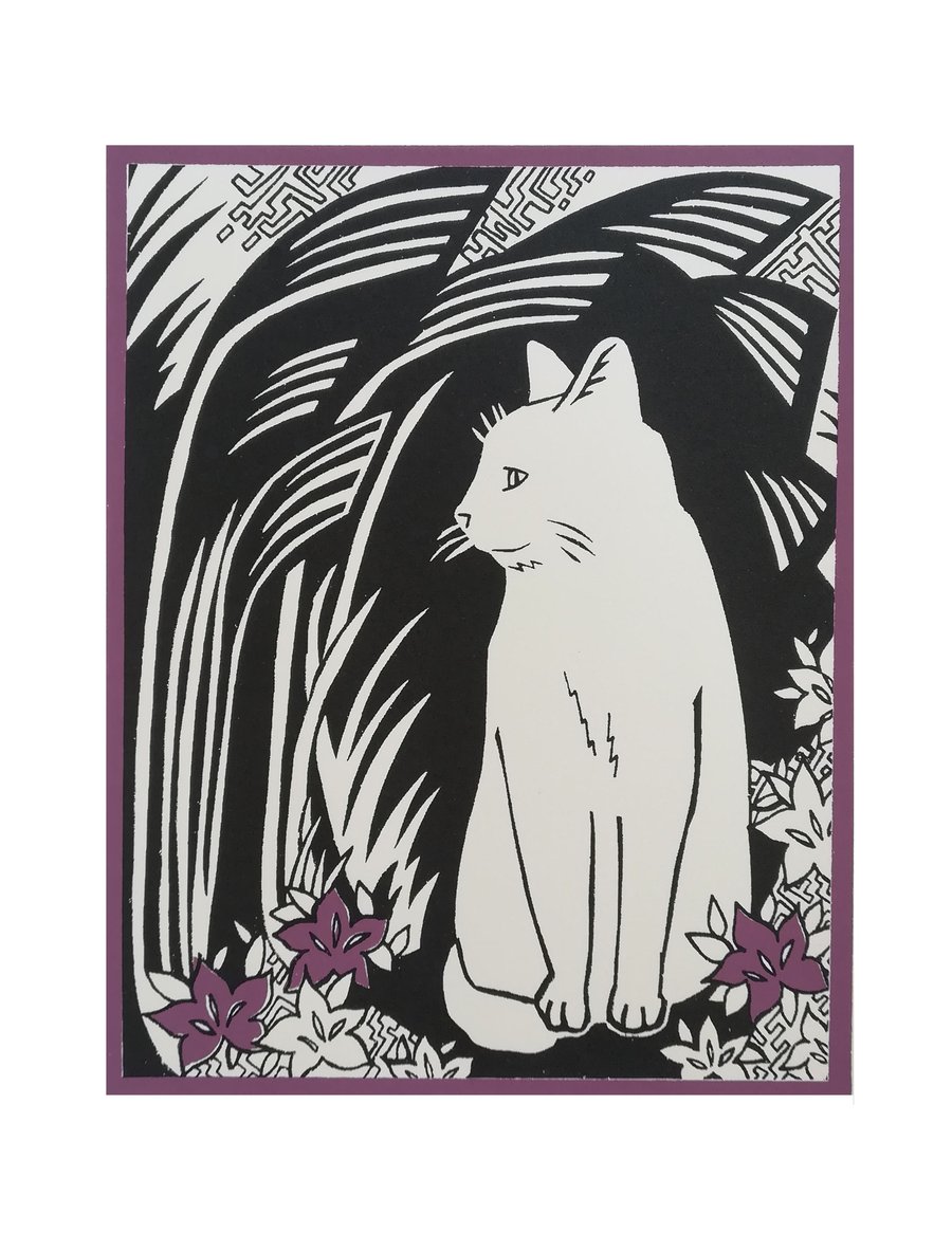 Pampas Cat with purple screenprint