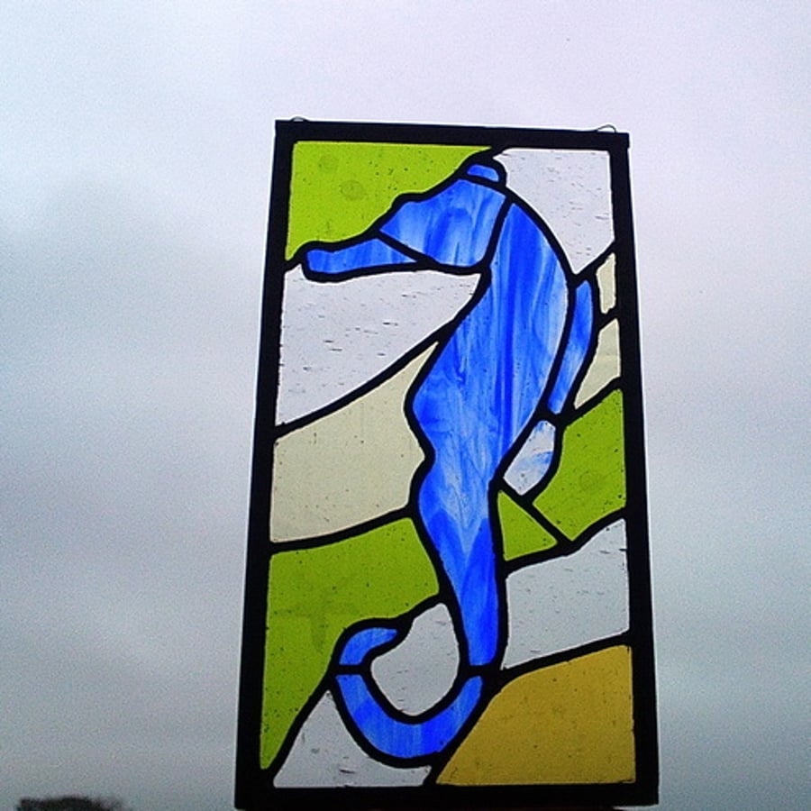 Seahorse Stained Glass Panel