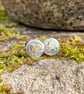  silver and 18ct gold heart stud earrings - Image 1