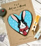 Winter Bunny Rabbit - Hand Painted Heart Shaped Magnet - Image 3