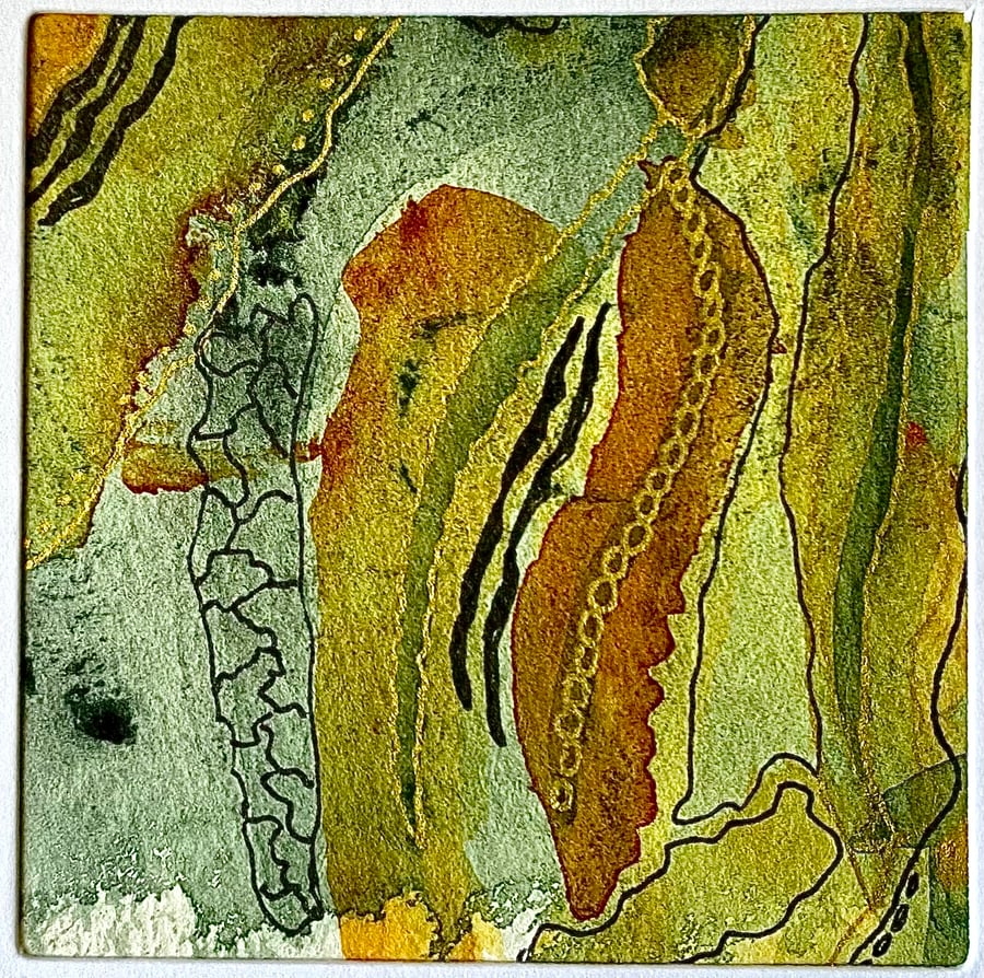 Abstract hand painted blank watercolour card