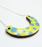 Ceramic polka dot necklace in yellow and blue - Image 2