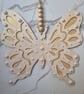Butterfly Wall Decoration with Pearls, Wooden Ornament, Elegant Wall Decor