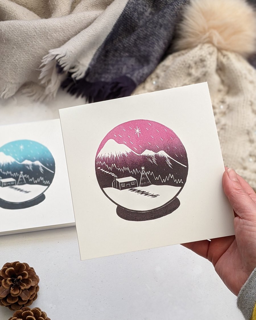 Snow Globe Christmas Card with Winter Scene