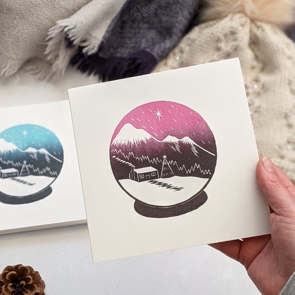 Snow Globe Christmas Card with Winter Scene