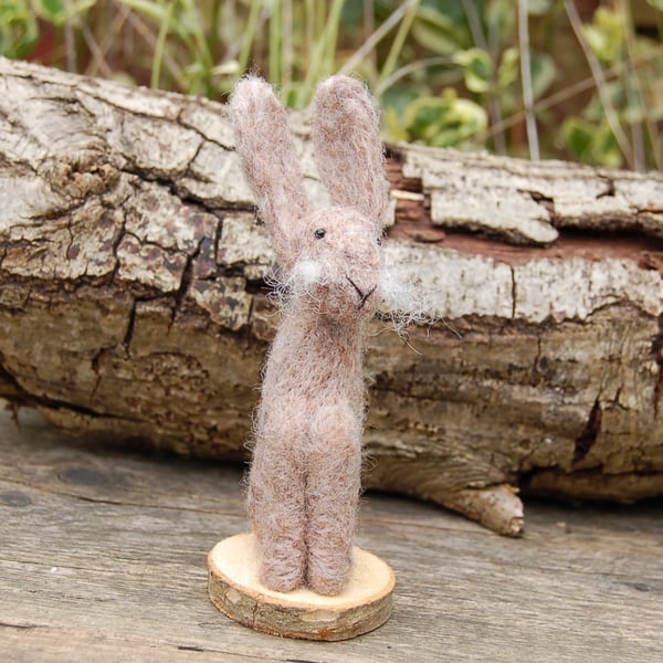 Needle Felt Hare - wool hare - hare ornament -light  brown hare