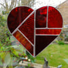 Large Stained Glass Heart Suncatcher - Red