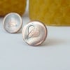 Copper Hand Stamped Bee Stud Earrings