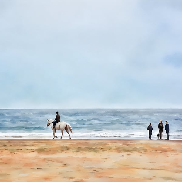 A4 Print Of Horse on Holkham Beach Norfolk  