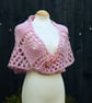 Chunky hand knit lace capelet in blossom pink 100% wool - design SB168 - Image 4