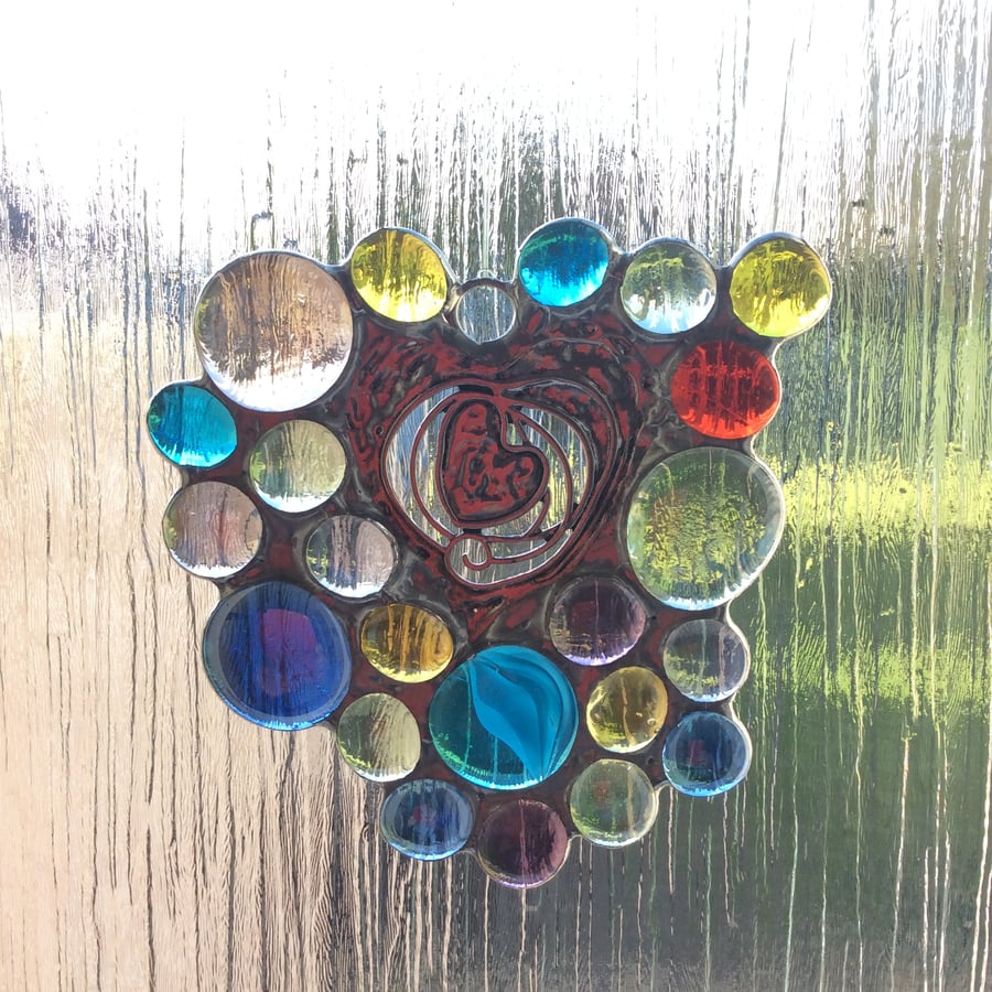 Abstract heart and nugget suncatcher (0446)
