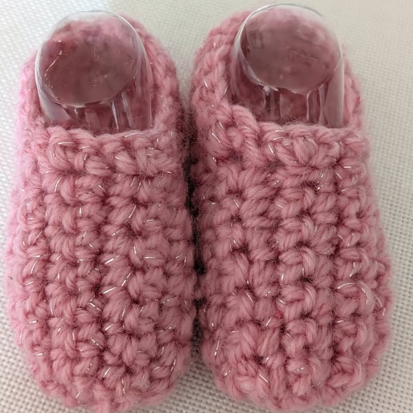 Pink Glittery Booties newborn upwards