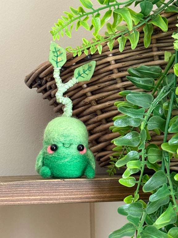 Green Leaf Friend Needlefelted Art Doll