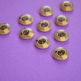 15mm Wooden Siamese Cat Buttons Grey Cream 10pk Pussy Kitten Kitty (SCT4)