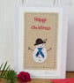 Sweet little snowman card with hand-stitched words and embroidered details - Image 2