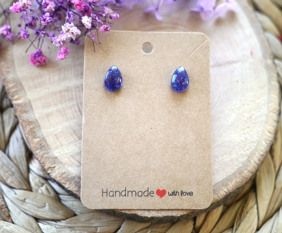 Sparkly Teardrop Stainless Steel Stud Earrings