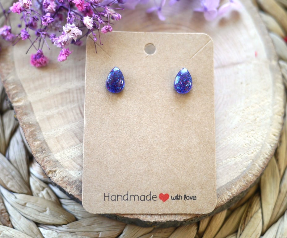 Sparkly Teardrop Stainless Steel Stud Earrings