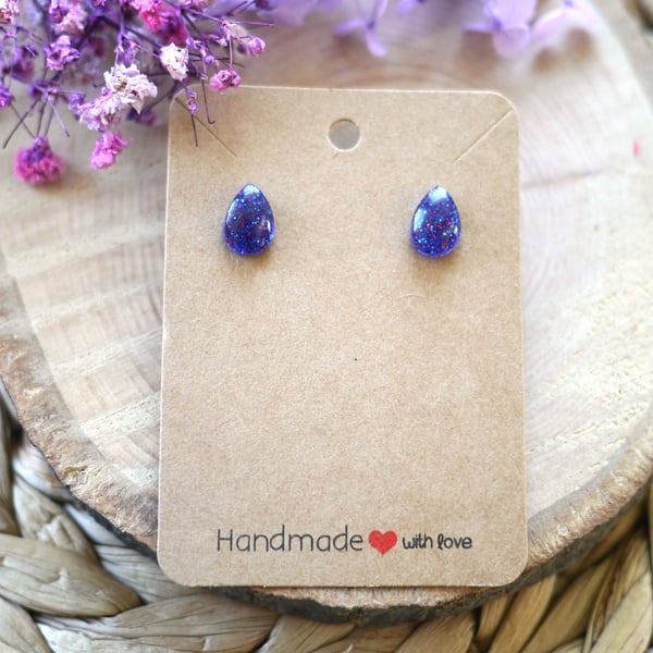 Sparkly Teardrop Stainless Steel Stud Earrings