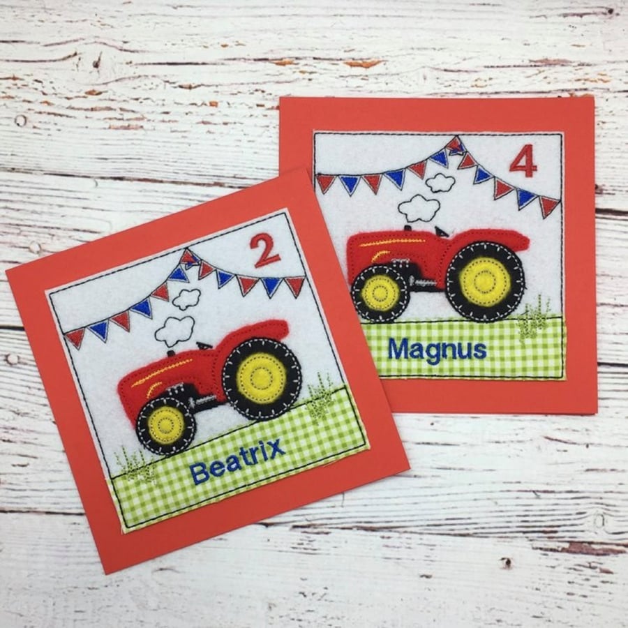 Tractor Birthday Card - Personalised Tractor Card - Kids Tractor Card