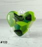 Fused glass green heart pocket hug with stand 5x4.5cm, handcrafted (153)
