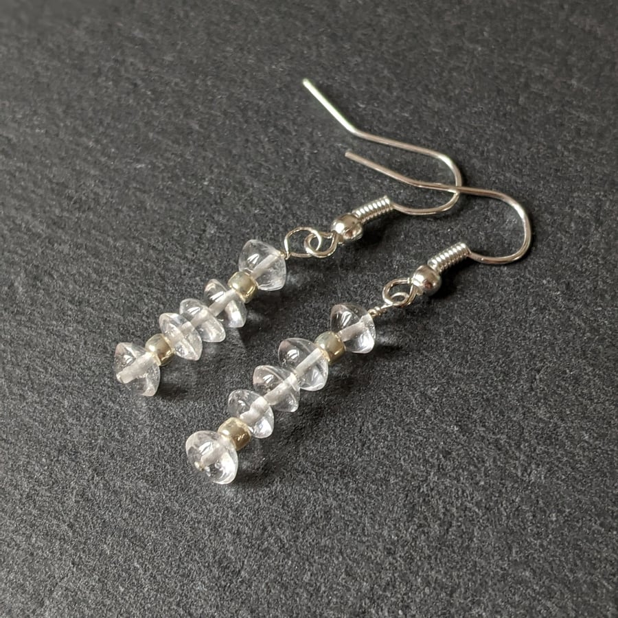 Quartz Gemstone and Silver Dangly Earrings 