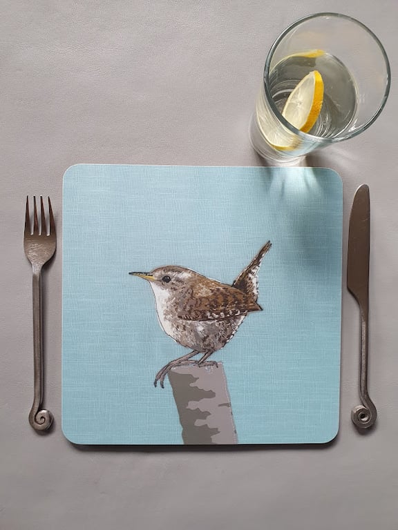 Wren placemat, garden bird placemats