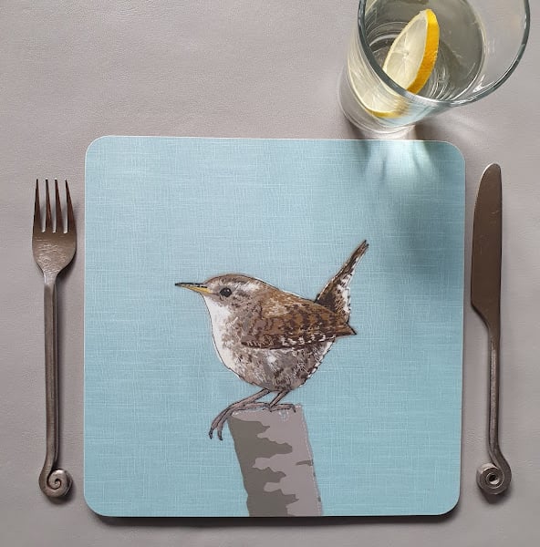 Wren placemat, garden bird placemats