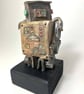 Handbuilt Ceramic Robot Sculpture - One-of-a-Kind Metallic Wobot