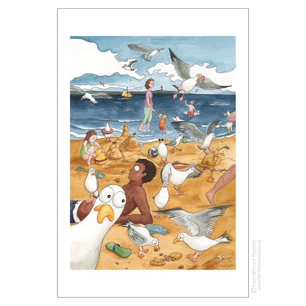 Sneaky Seagulls Tea Towel