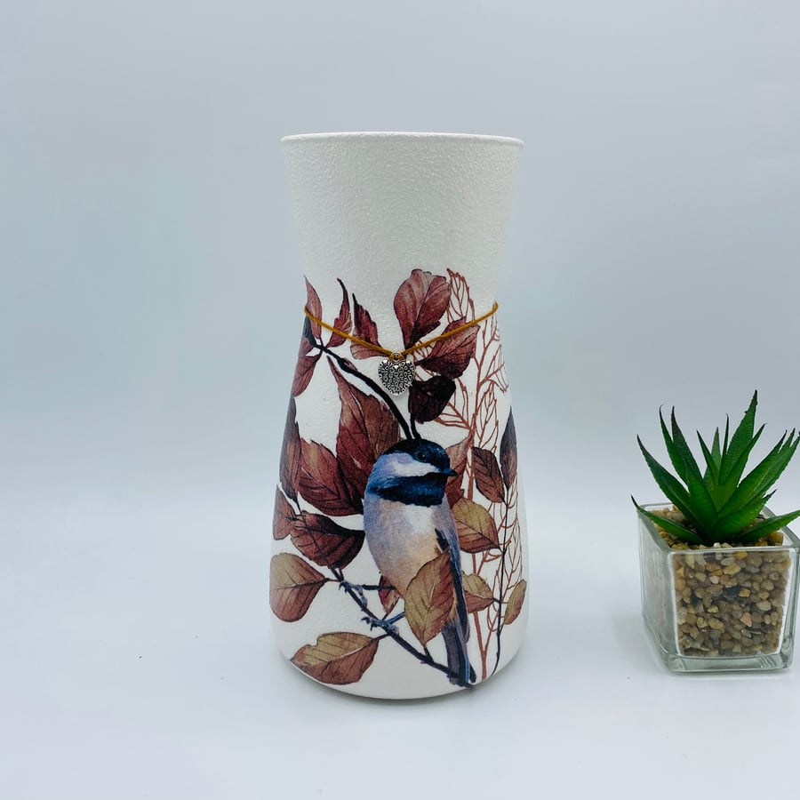 Decoupaged glass vase