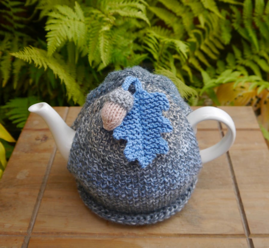 Tunisian Crochet Tea Cosy, Autumn Oak Leaf Tea Cozy