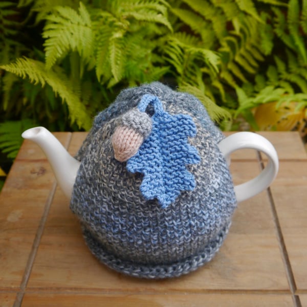 Tunisian Crochet Tea Cosy, Autumn Oak Leaf Tea Cozy
