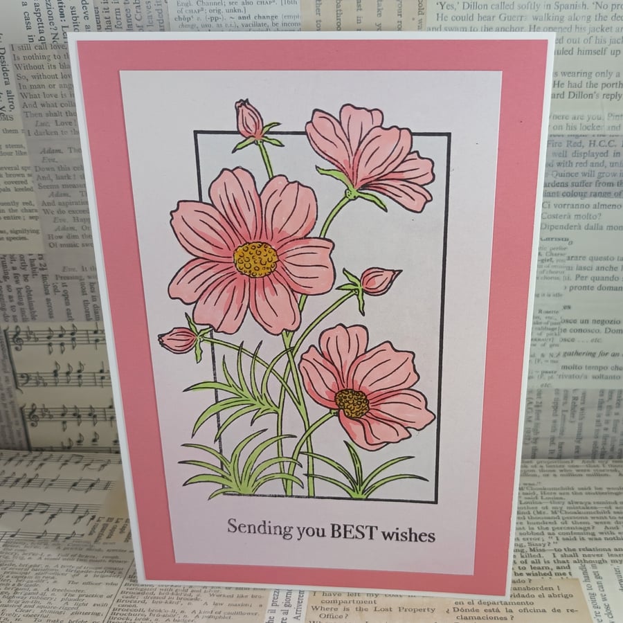 Cosmos flower birthday card