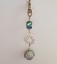 Paua Shell Bag Charm with Lilac Bead - Silver Handbag Clip