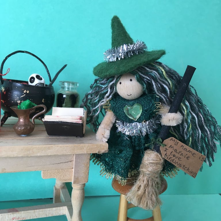 Green Witch Doll Hanging Decoration, Witch Core, Halloween Decorations