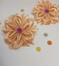 Peach Ribbon Flower Hair Ties – Handmade Satin Accessories Set of 2