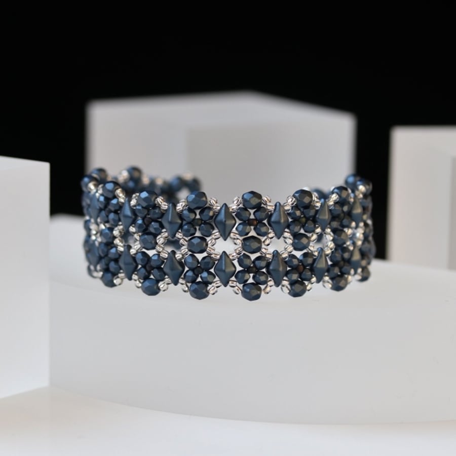 Montana Blue and Silver Beaded Bracelet