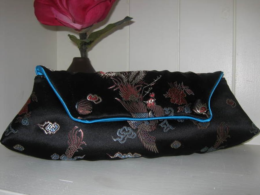  Black satin evening bag