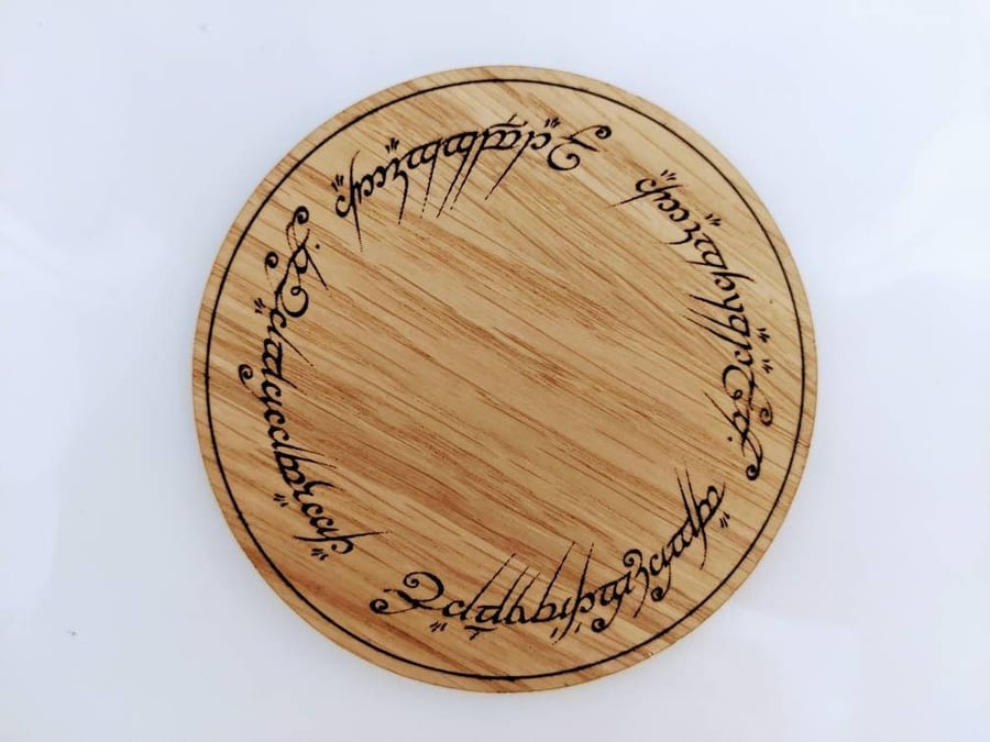 LOTR Inspired coasters, the lord of the rings wooden coaster, The one ring elven