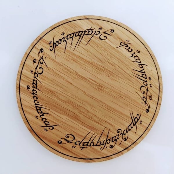 LOTR Inspired coasters, the lord of the rings wooden coaster, The one ring elven