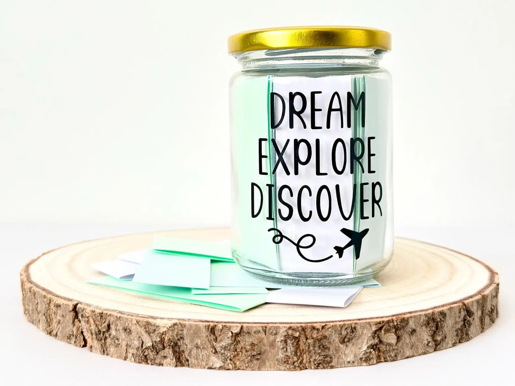 Travel Jar Gift, 50 Quotes and Travel Notes, Adventure, Gap Year, Bon Voyage
