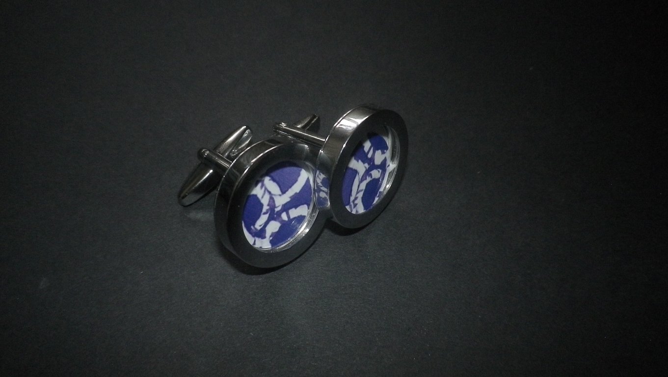 White on blue rope cufflinks, free shipping, gift wrapped, classy image, Ref 123