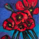 Poppies for Peace - Wool painting needle felt wall art
