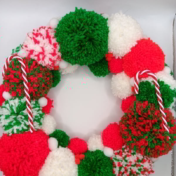 Pom pom hanging wreath christmas