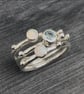 Aquamarine Opal silver stack ring, Opal stack ring, raindrops stack ring, - Image 3